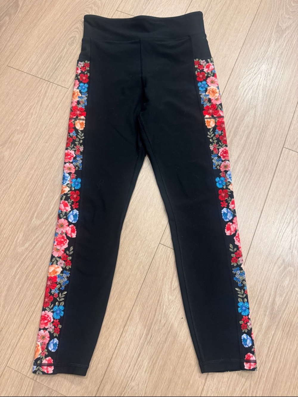 Johnny Was Bee Active Leggings With Pockets Black Rose Size L - Picture 5 of 14